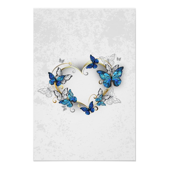 Poster Coeur bijoux avec papillons Morpho (Devant)