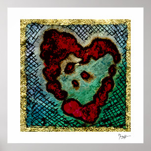 Poster - Coeur Bleu Encre Rouge