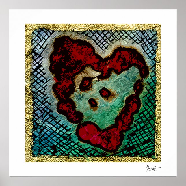 Poster - Coeur Bleu Encre Rouge (Devant)