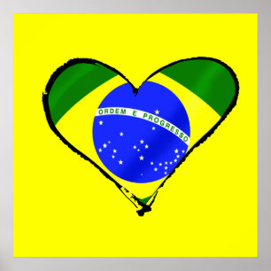 Poster Coeur brésilien Le drapeau brésilien