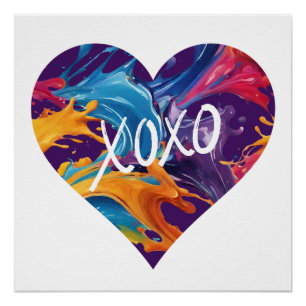 Poster Coeur coloré XOXO-