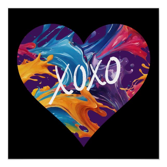 Poster Coeur coloré XOXO-Noir- (Devant)