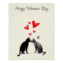 Coeur d'Amoureux des chats noir Saint Valentin