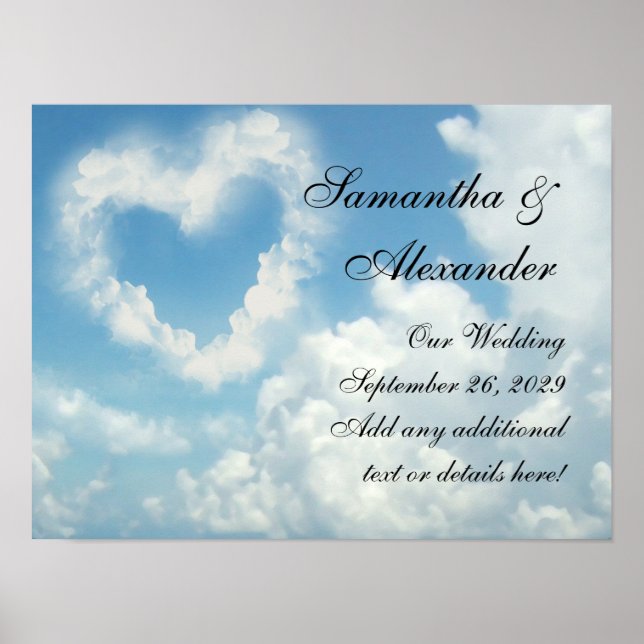 Poster Coeur dans les nuages, Ciel Bleu Amour romantique (Devant)