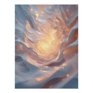 Poster Cœur de l'été – Abstrait Lumineux Bleu et Or