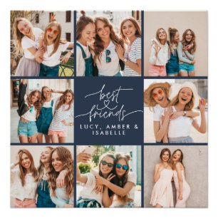 Poster Coeur de script marine moderne multi photo meilleu