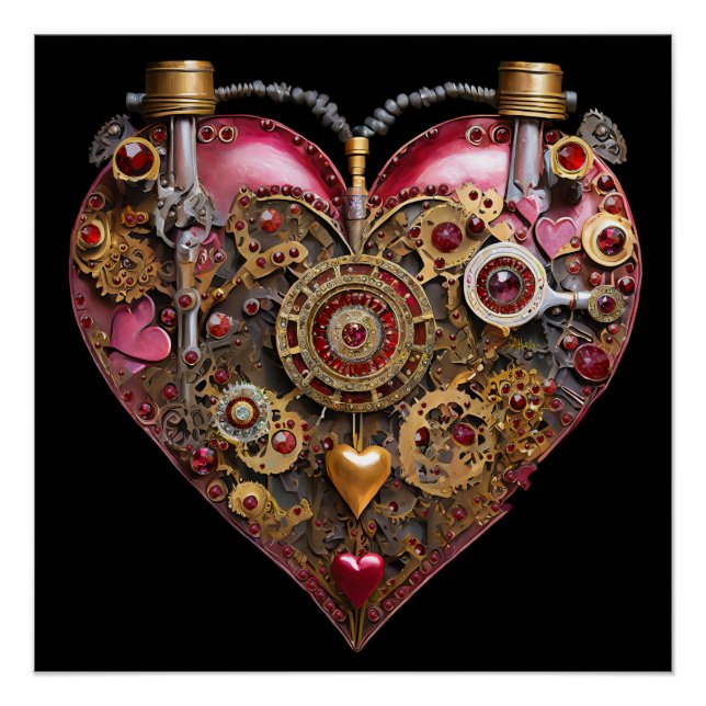 Poster Cœur de Streampunk Rubis Saint-Valentin (Devant)