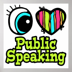 Poster Coeur des yeux lumineux J'aime parler en public