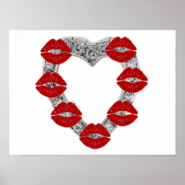 Poster Coeur Diamond Avec Baisers (Devant)
