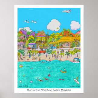 Poster Coeur du West End #3, Roatan, Honduras