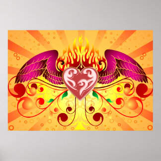 Poster Coeur flamand ailé