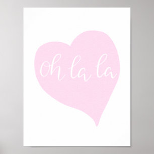 Poster Coeur mignon oh de La de rose Girly chic parisien