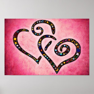Poster Coeur rose