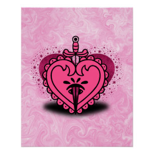 Poster Coeur rose Plutôt Personnalisé
