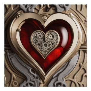 Poster Coeur Steampunk - Amour mécanique complexe