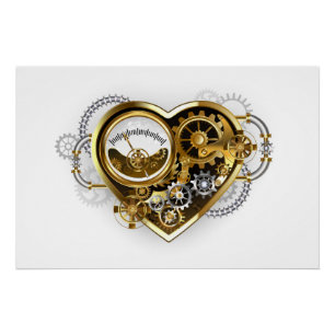 Poster Cœur Steampunk avec un manomètre