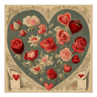 Coeur vintage de la Saint-Valentin avec Roses