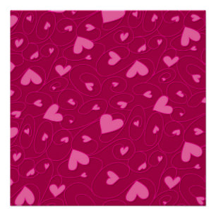 Poster Coeurs à boucles roses
