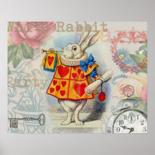 Poster Coeurs de lapin blanc Alice Classic
