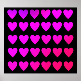 Poster Coeurs mignons rose et violet