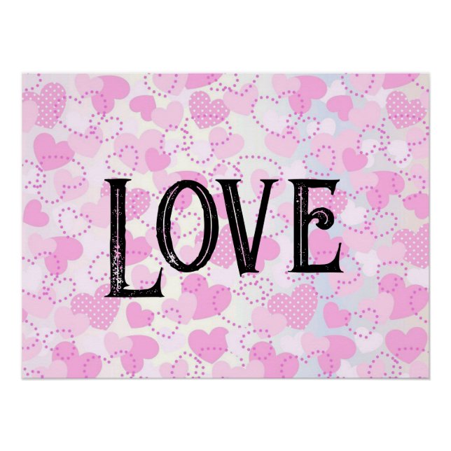 Poster Coeurs roses modernes aquarelle calligraphie de te (Devant)