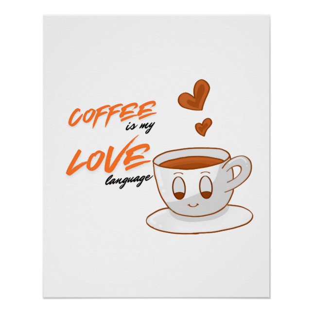 Poster Coffee Love – Cute Coffee Illustration Cafe Wall P (Devant)