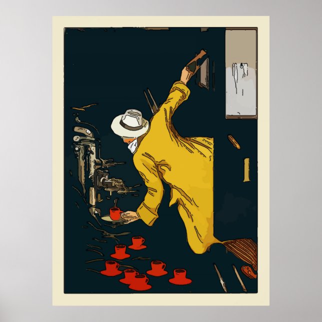 Poster Coffee On The Go Vintage Espresso Sign (Devant)