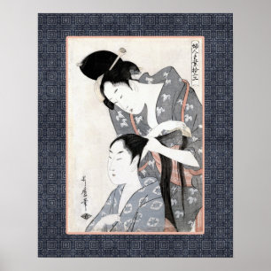 Poster Coiffeur Kitagawa Ukiyo-e Print
