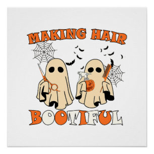 Poster Coiffure drôle Fantôme Coiffeur Halloween
