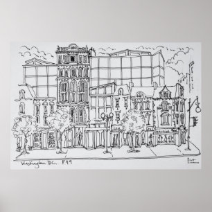 Poster Coin de F et 9e rue   Washington DC, USA