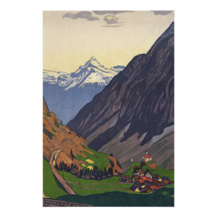 Poster col du Gotthard dans les Alpes