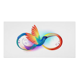 Poster Colibri arc-en-ciel avec symbole d'infini
