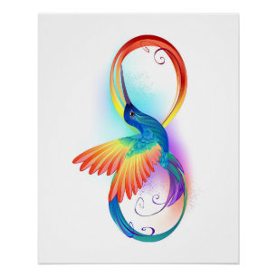 Poster Colibri arc-en-ciel avec symbole Infinity