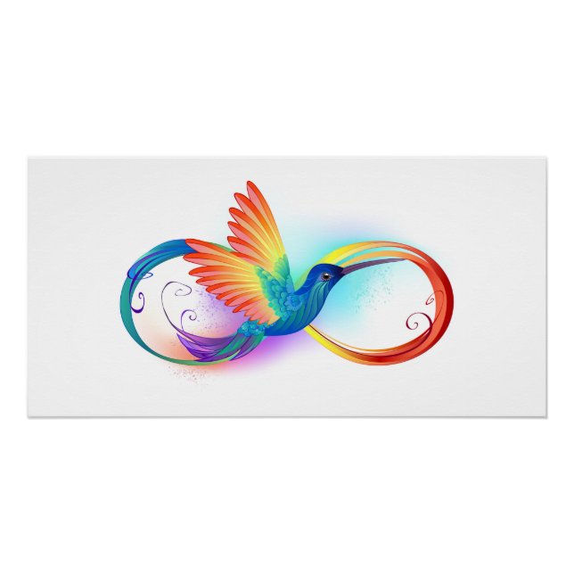 Poster Colibri arc-en-ciel avec symbole Infinity (Devant)
