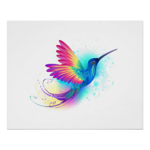 Poster Colibri arc-en-ciel exotique
