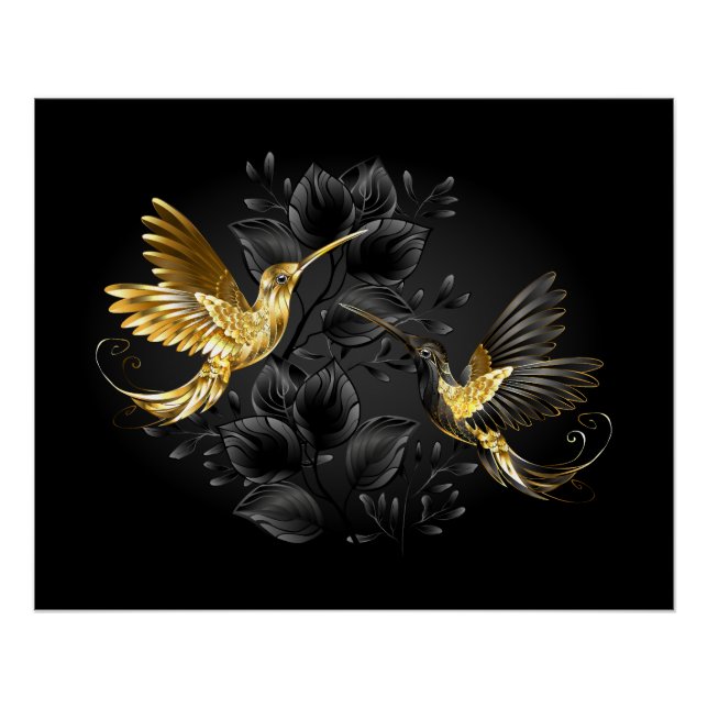 Poster Colibri noir et or (Devant)