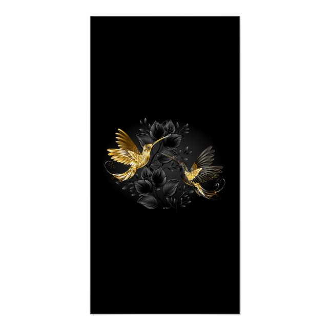 Poster Colibri noir et or (Devant)