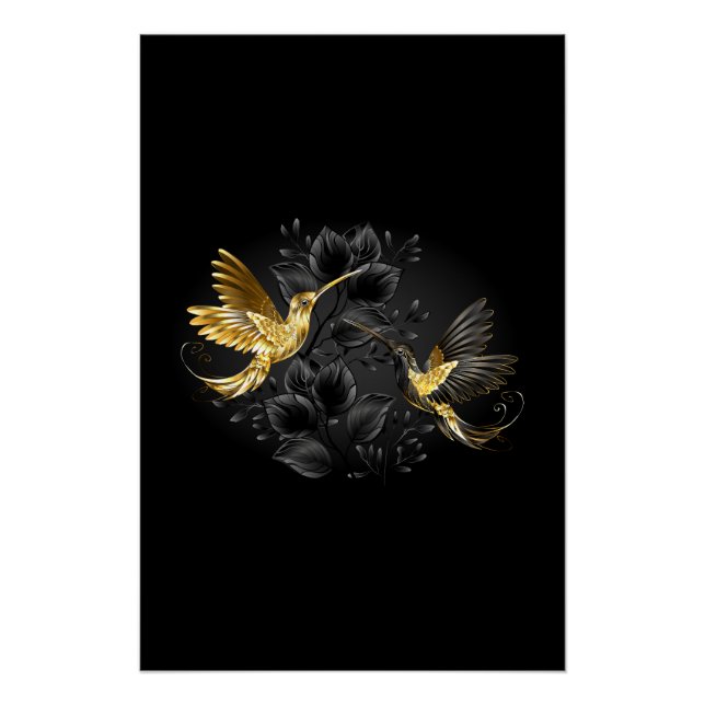 Poster Colibri noir et or (Devant)