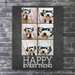 Poster Collage 6 photos on Chalkboard Happy Everything<br><div class="desc">Happy Everything! A trendy and whimsical Merry Christmas Greeting with a picture collage of 6 pictures. Can be used for the December holiday or really any celebration.</div>