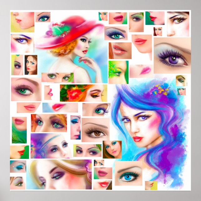 Poster Collage abstrait des femmes (Devant)