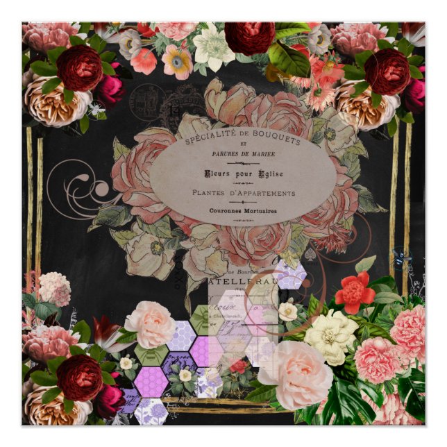 Poster Collage chic Shabby, chic français, rustique du pa (Devant)