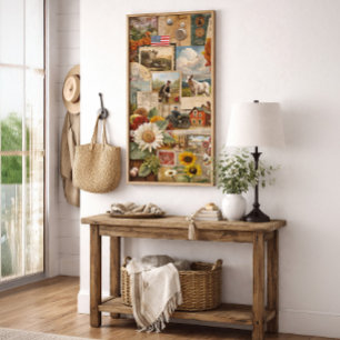 Poster Collage de la ferme vintage Americana