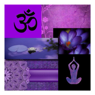 Poster Collage de méditation Purple Lotus & Crown Chakra