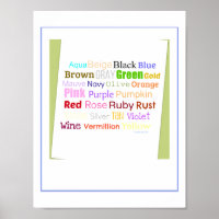 Collage de mots pour les couleurs