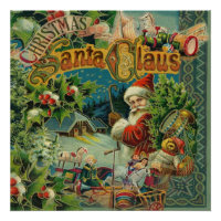 Collage de Noël victorien du Père Noël Antique