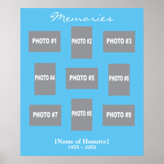 Poster Collage de photos commémoratives avec fond coloré