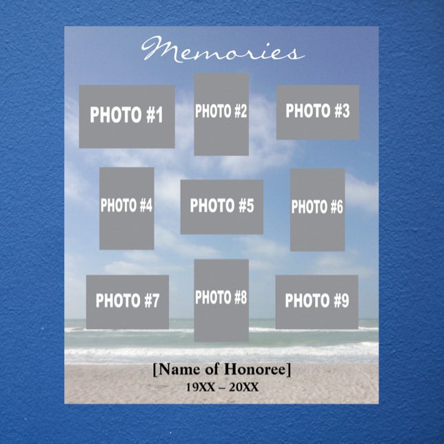 Poster Collage de photos commémoratives avec fond océaniq (Créateur téléchargé)