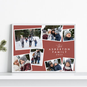 Poster Collage familial 7 photo simple moderne terre cuit