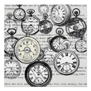 Poster Collage Montre de Goût Victorien Alice au Pays des