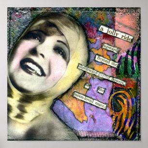 Poster Collage multimédia mixte imprimé sur toile